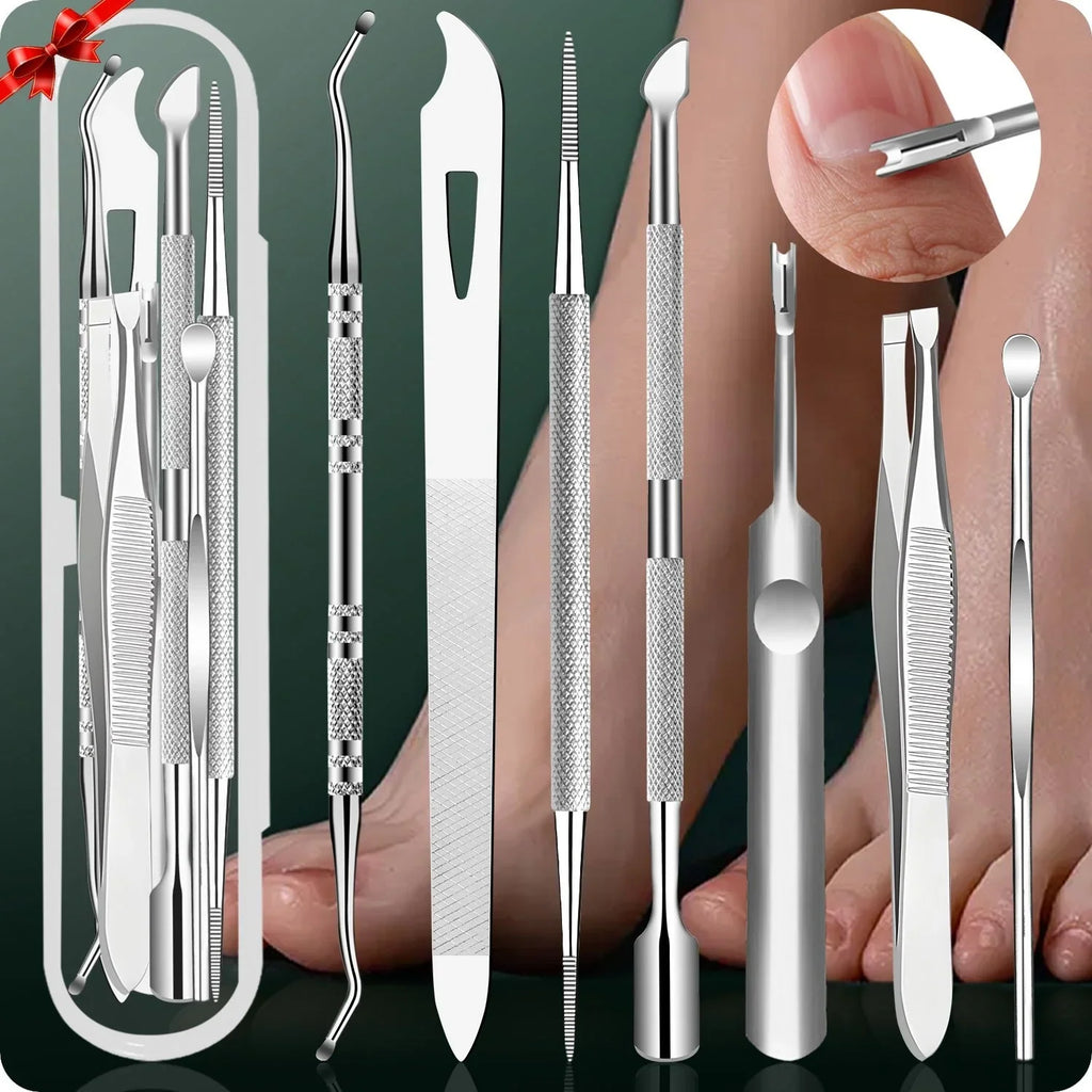 7pcs Stainless Steel Cuticle Remover Kit,Premium Ingrown Toenail Removal Tool Kit, Best Gift, Pedicure Tools, Manicure Nail Kits