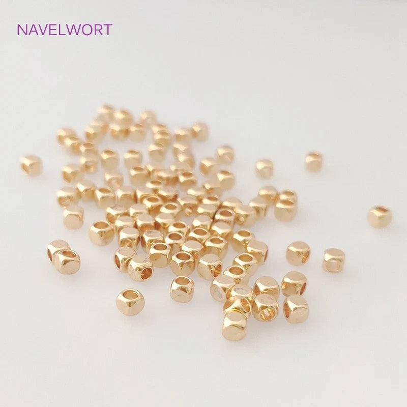 2/3/4mm Hollow Cube Beads 18k Gold Plated Brass Spacer Beads,Separators For Beads,DIY Jewelry Making Supplies Wholesalele