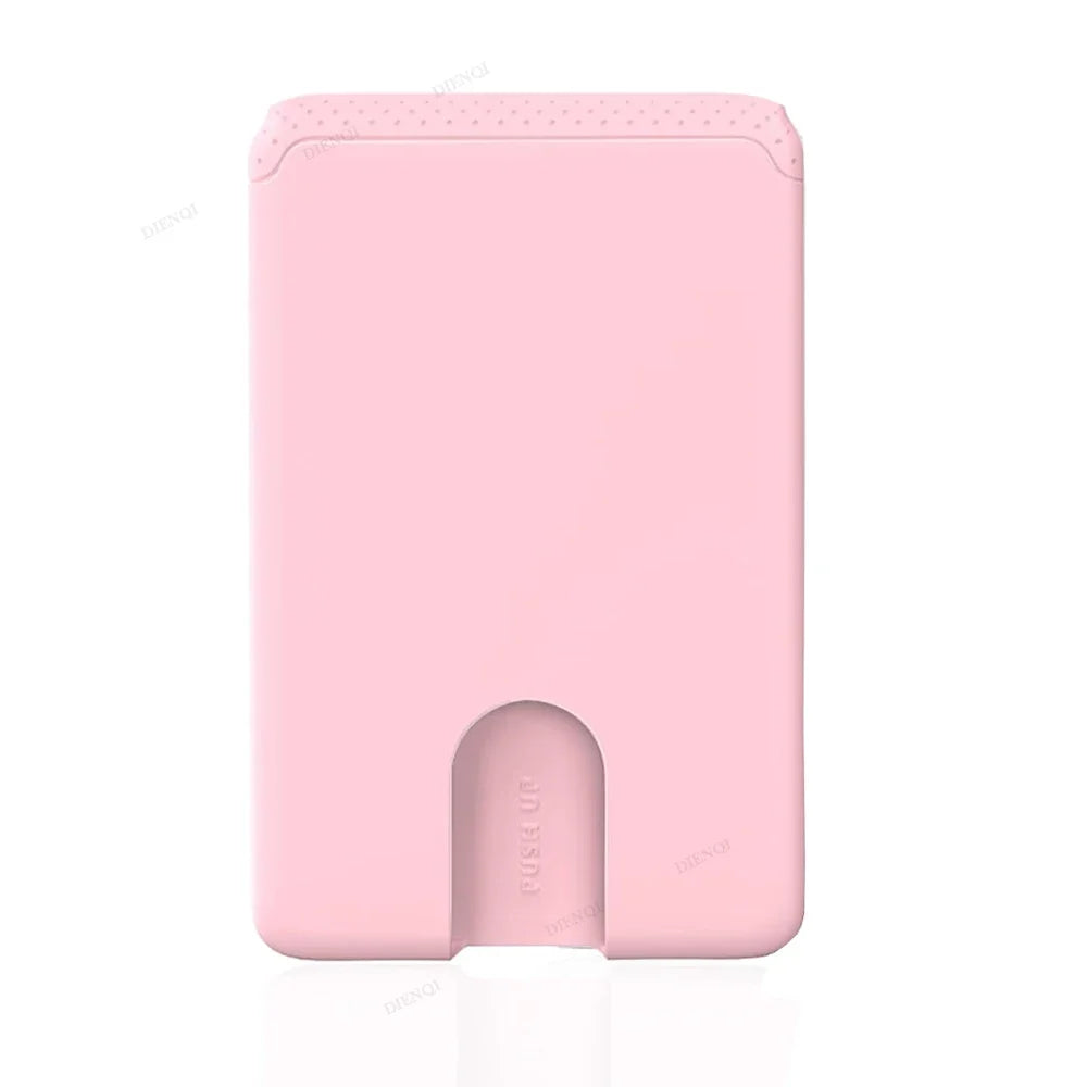 Mobile Phone Card Holder Stick on Anti Falling Credit Cardholder Easy Push 3M Adhesive Soft Silicone Phone Wallet Compatible