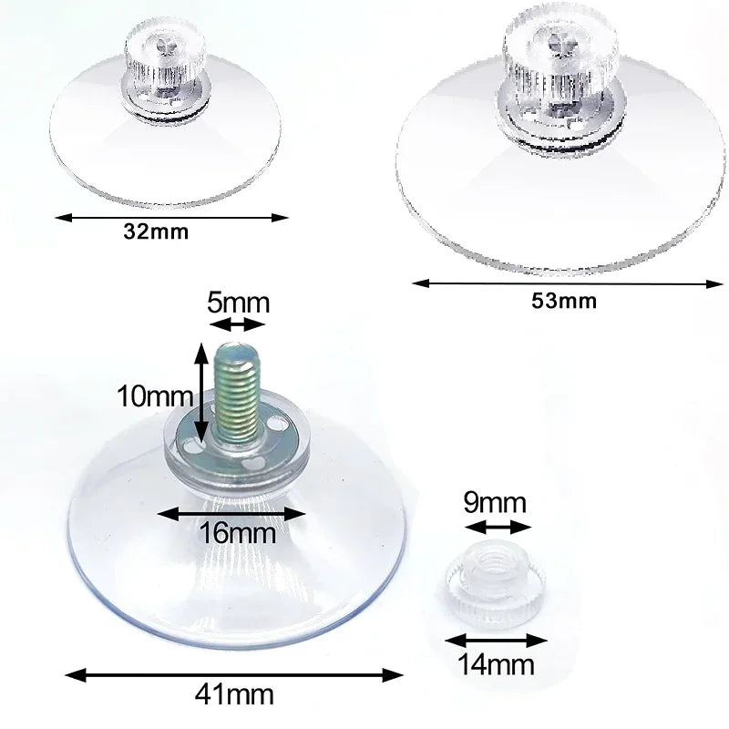 5/10Pcs Suction Cup Hooks with Screw Nut 40 mm Clear Sucker Pads Strong Adhesive Suction Holder for Car Glass Bathroom Wall Door