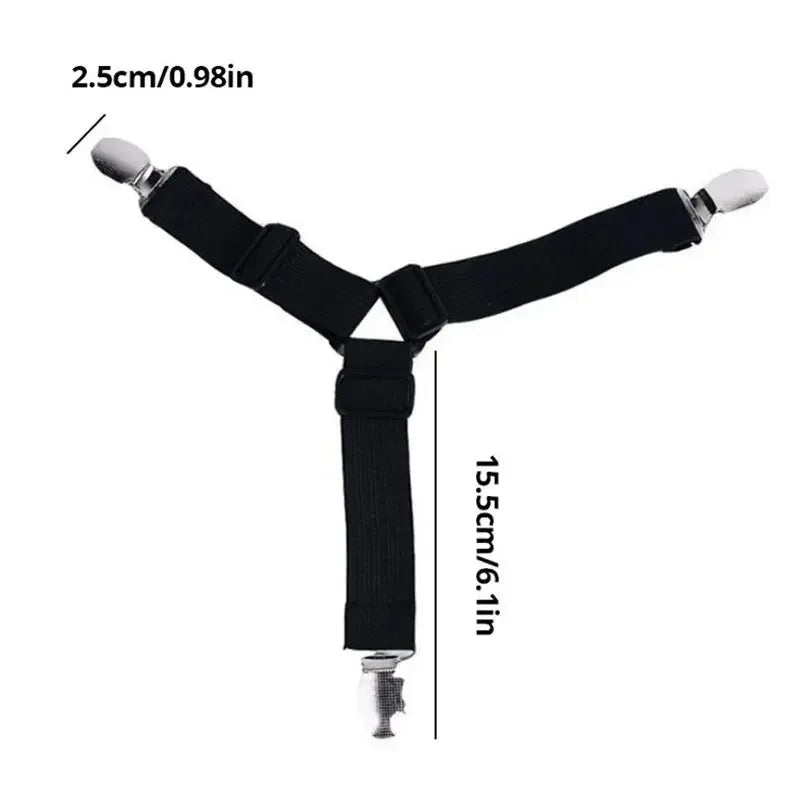 Universal Bedsheet Corner Tightener Clips Invisible Bedspread Secure Holder with Heavy-Duty Mattress Straps Sheets Slot Locks