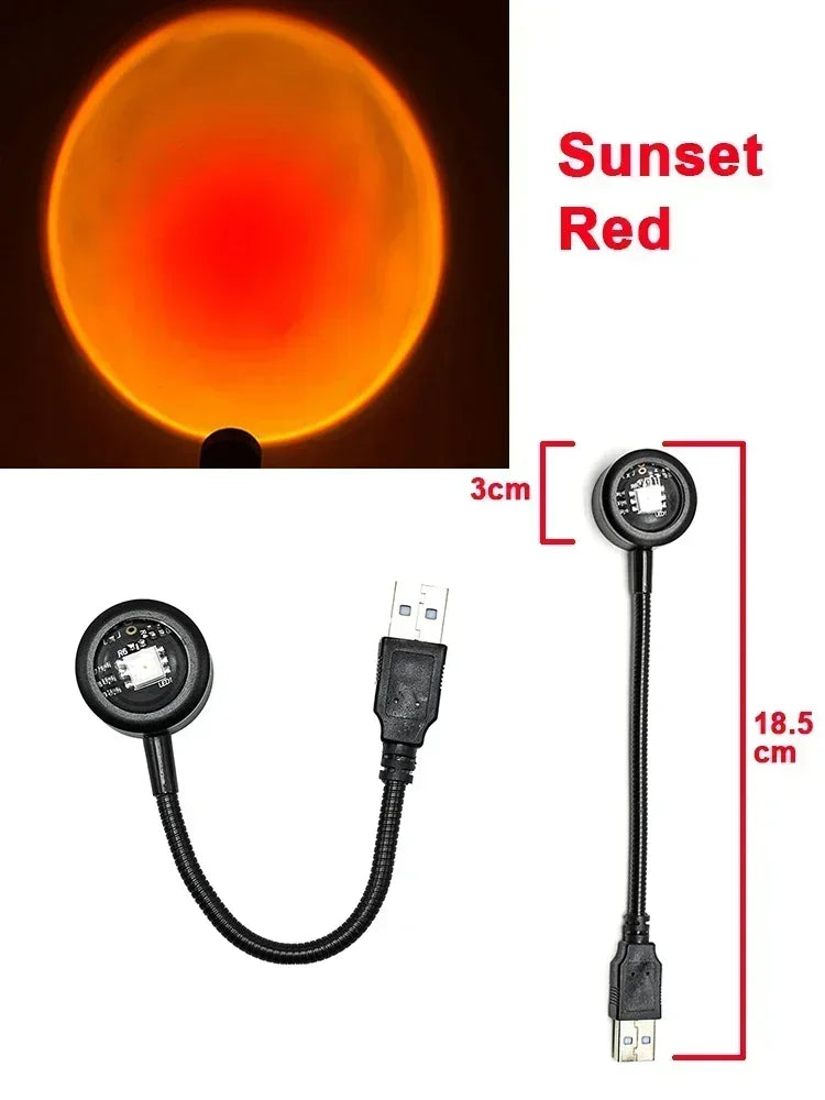 LED Sunset Lamp Nightlights USB Projector Birthday Party Decoration Mood Lights For Bedroom Living Room Wall Photography