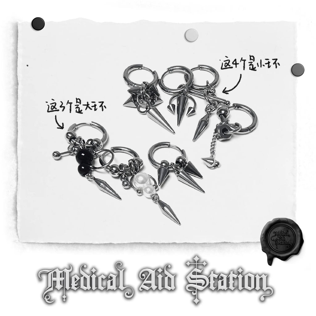 Y2K Spike Rivet Ball Pearl Hoop Earrings for Women Stainless Steel Punk Pointed Drop Earrings Gothic Jewelry Accessories