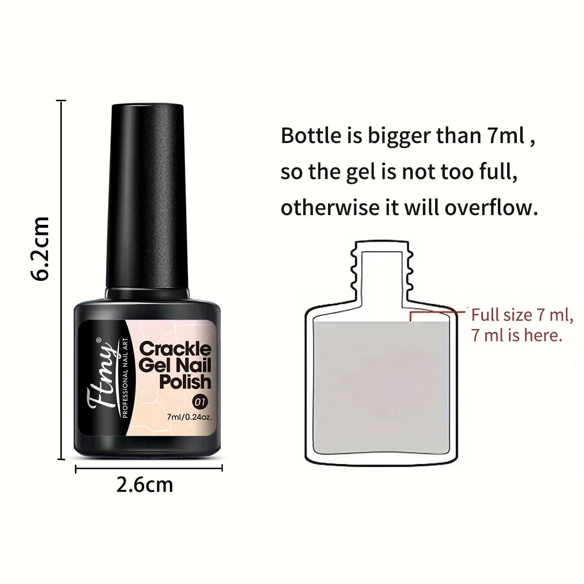 FTMY Single Pack Crackle Gel Nail Polish, Textured Crackle Effect/LED Gel Nail Polish, Specially Designed for DIY Creative Nail