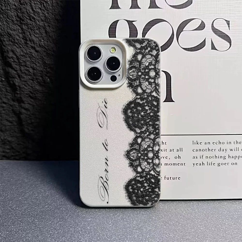 Shockproof Lace Phone Case for iPhone 17 16 15 14 13 12 11 Plus Pro Max Luxury Floral Print Phone Cover Funda Capa Coque