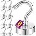 8 Pack Silver 20Lbs+ Heavy Duty Strong Magnet Hooks for Cruise Cabins, Fridge, Kitchen, Classroom, Grill and Home