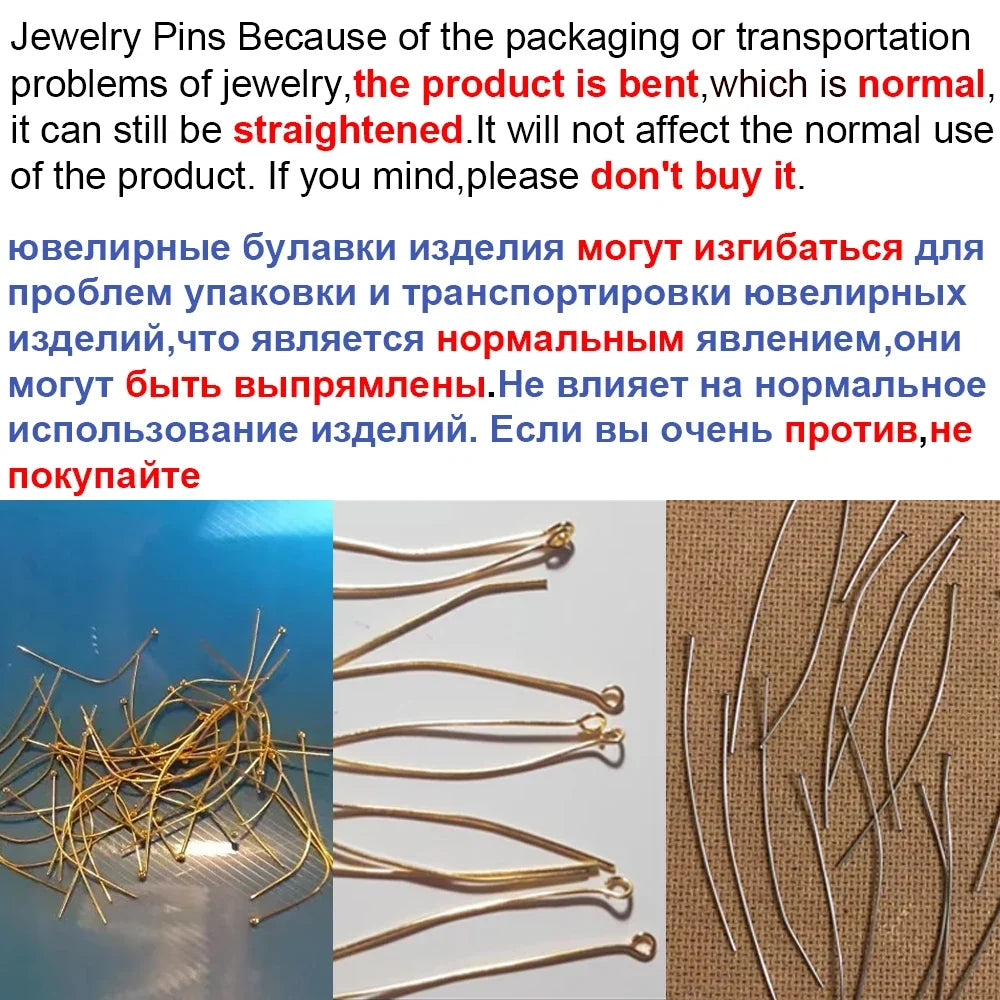 100pcs 15-50MM Stainless Steel Flat Head Eye Head Pins Jewelry Findings For Jewelry Making Supplies Ball Head Pins Accessories