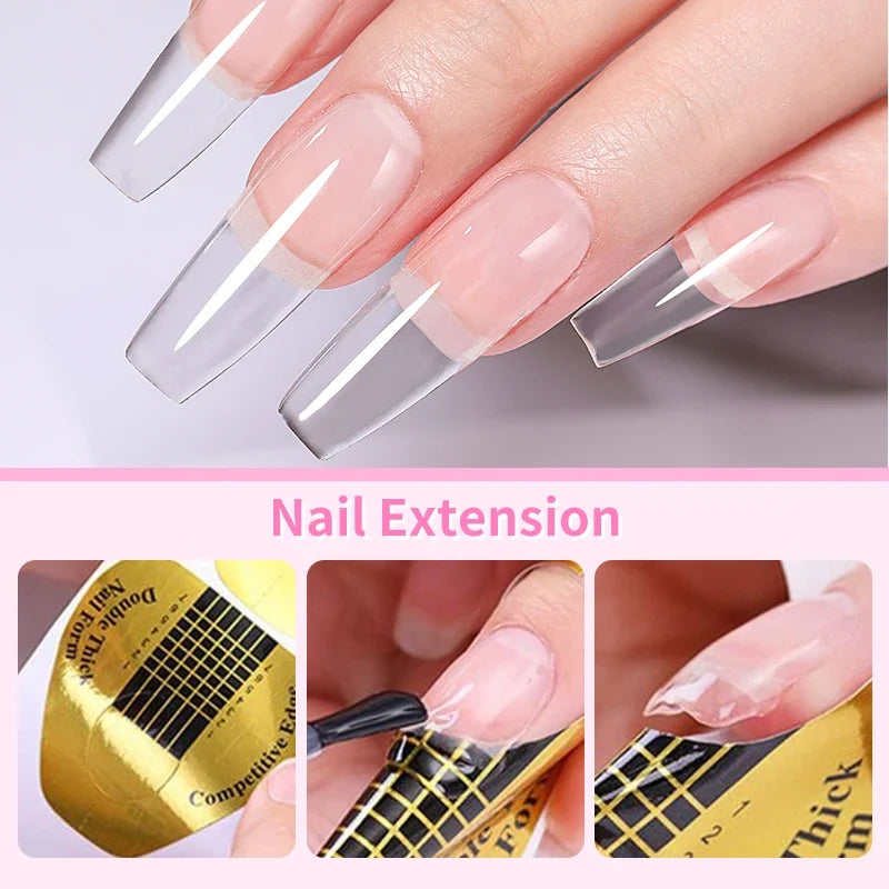 BORN PRETTY 15ml 6 IN 1 Nail Glue Gel for Acrylic Nails Soak off Base Gel Top Coat UV Extension Nail Gel False Nail Tips Gel
