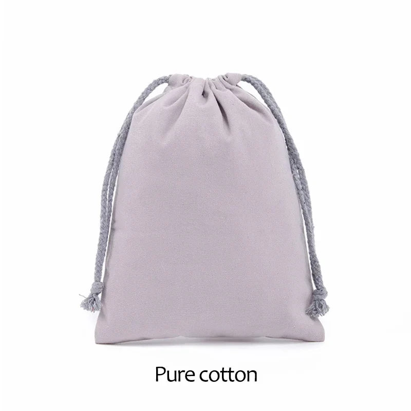 Cotton Cloth Gift Packaging Bag Drawstring Storage Bags White Canvas Bags for Candy Reusable Pouch Home Sundries Organize Sacks