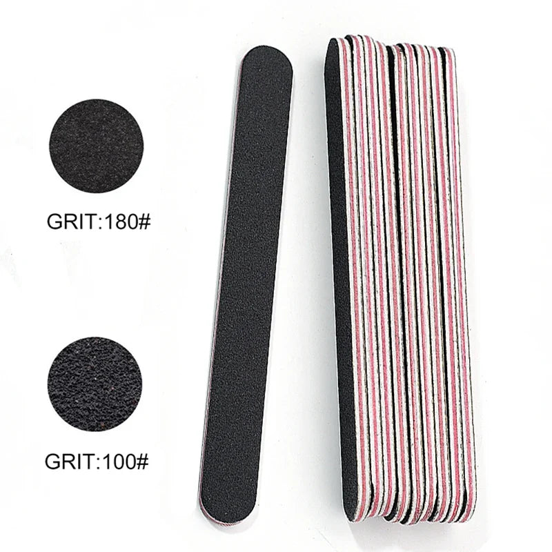 12Pcs Professional Nail File and Buffer Set 10pcs 100/180 Grit Emery Boards 2pcs 4 Way Buffing Blocks Manicure Nail Care Tools