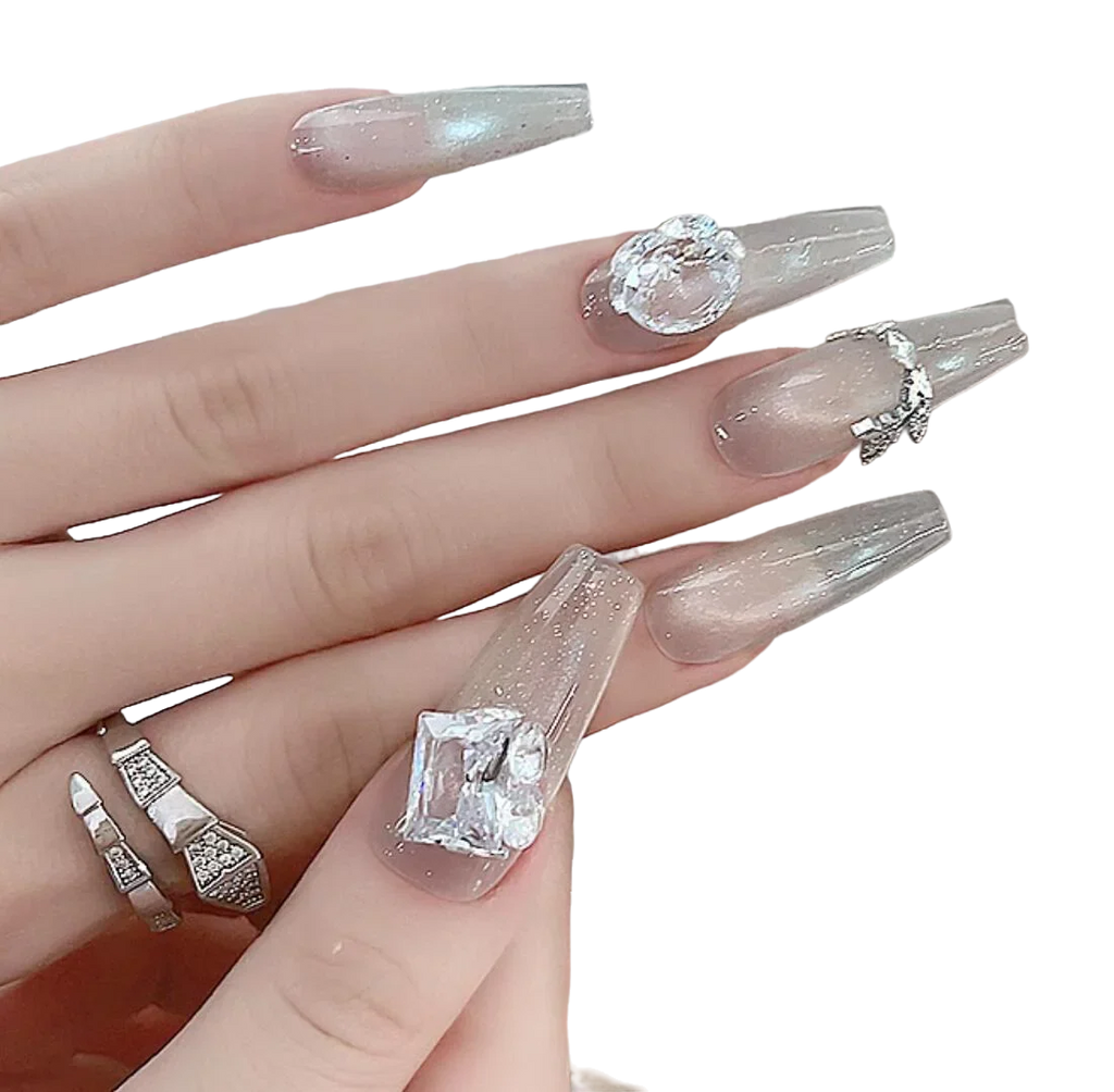 10pcs Clear Diamond Crystal Nail Rhinestones 3D Rectangle Oval Zircon Jewelry Nail Parts DIY Luxury Ice Tranparent Nail Gemstone