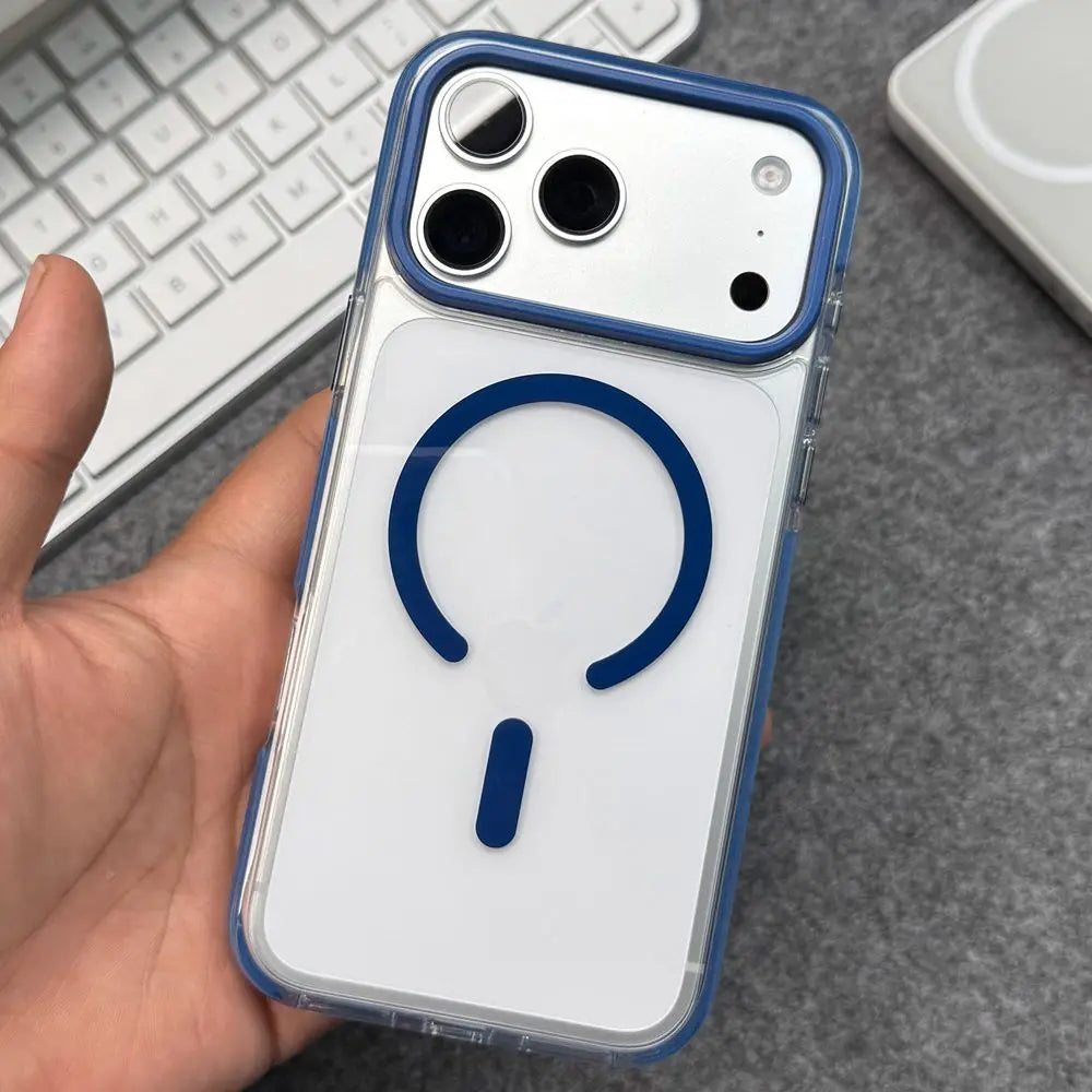 For iPhone 12 13 14 15 16 17 18 Pro Max Plus for Magsafe Case Luxury Transparent Acrylic TPU Hybrid Armor Cover for iPhone 18Pro