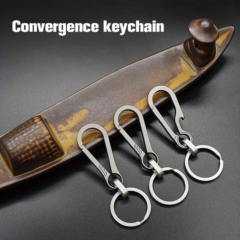 Titantium Carabiner Keychain Carabiner Hook Key Ring Key Holder with Bottle Opener for Camping Hiking Fishing Travel Outdoor