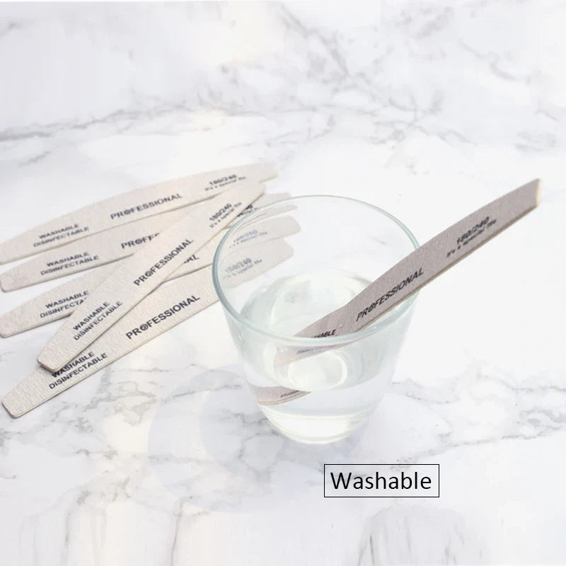 10pcs Wood Sandpaper Nail File 180/240 Professional Emery Board Manicure Buffer Grey Boat Double-sided Wooden Pedicure Buffers