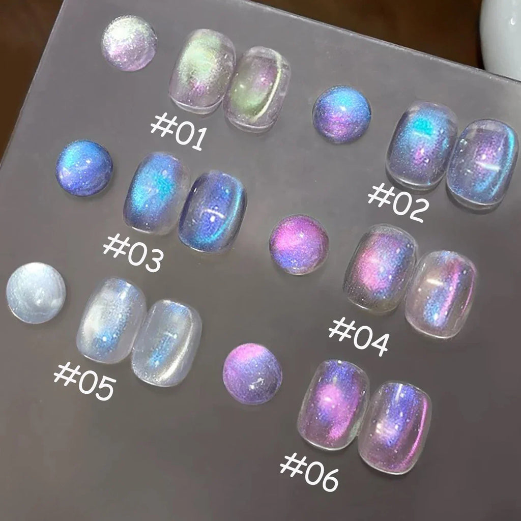 ZH 12ML 6-Color Blue Glitter Water Light Cat Magnetic Gel Ultra Shine Semi Permanent Soak Off UV Gel Manicure Nail Art Varnish