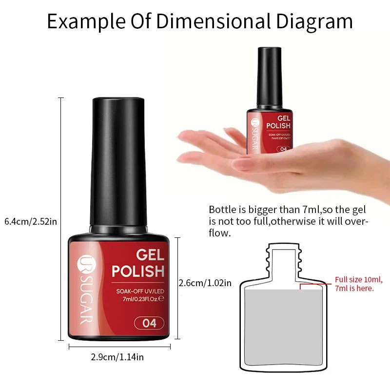 UR SUGAR 7ml 3pcs/set Gel Polish  Nail Art Manicure 107 Colors Gel Soak Off LED UV Gel Nail Varnishes