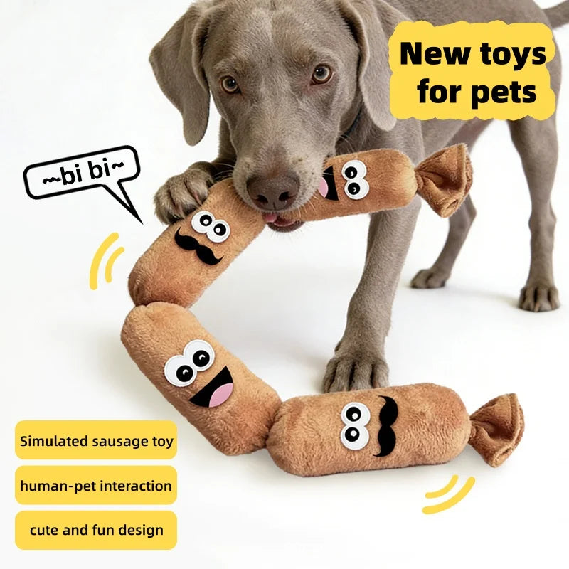 Simulated Sausage Dog Chew Toy Soft Plush BB Squeaker Press-to-Squeak Durable Chew Resistant Dog Entertainment Boredom Toy