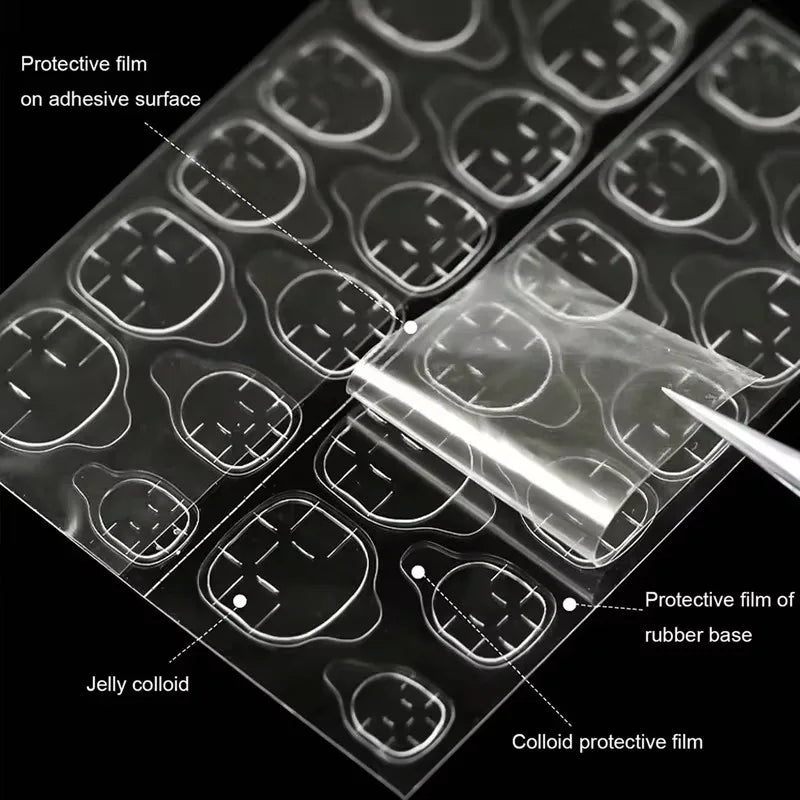 120/240Pcs Double-Sided Jelly Glue Press-On Nails High Viscosity Transparent Waterproof & Durable Matte Finish Fake Nails Glue