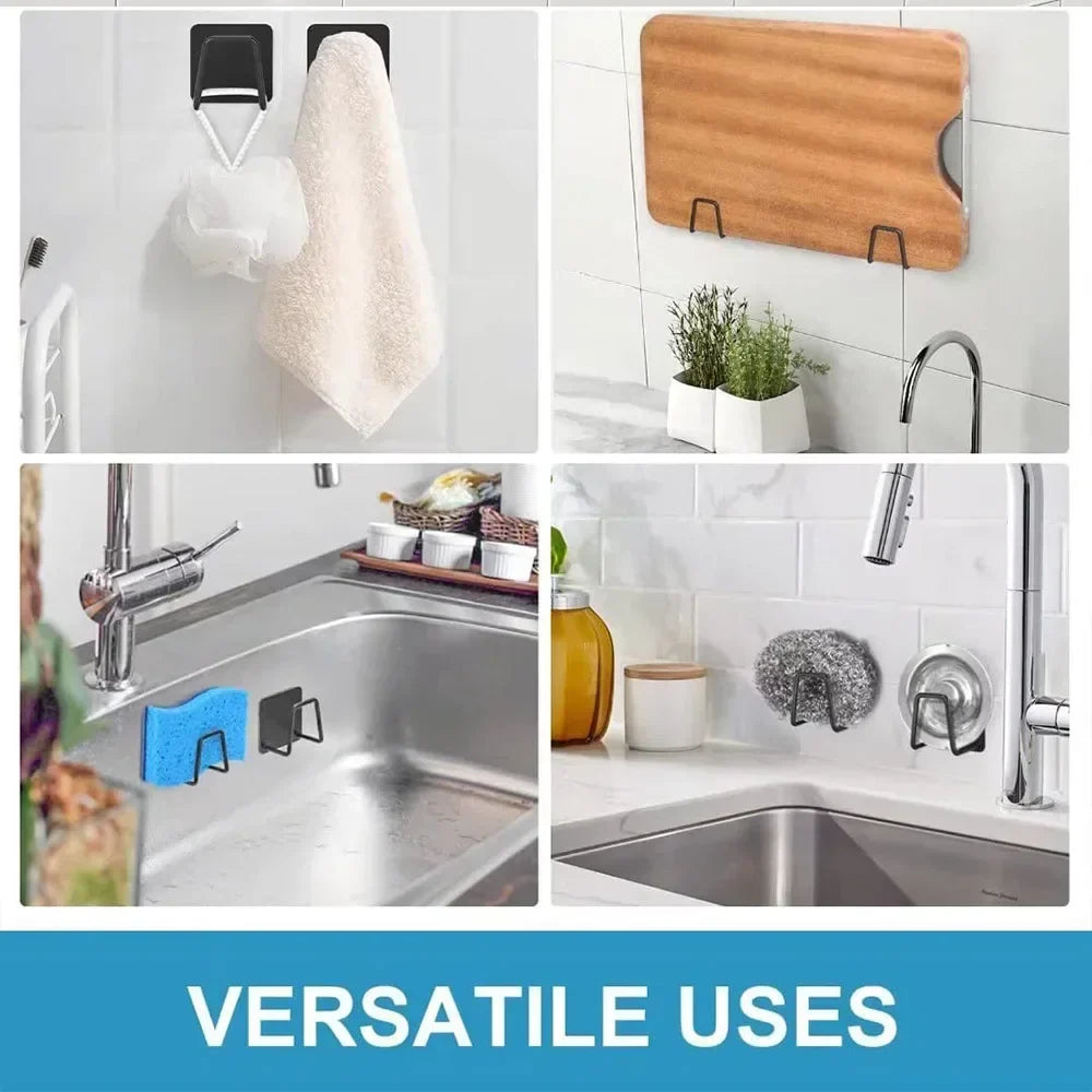 Kitchen Sponges Holder Self Adhesive Sink Sponges Drain Drying Rack Stainless Steel Holder Sink Organizer Kitchen Accessories