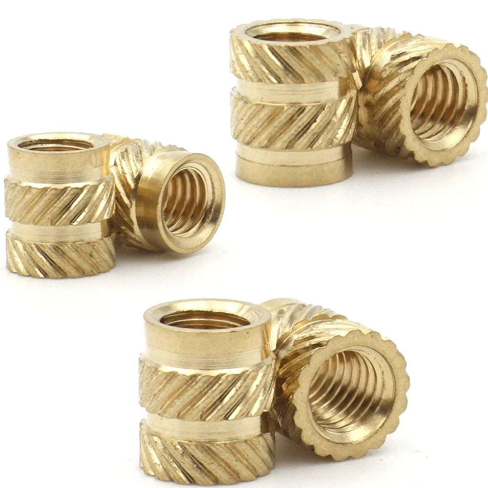 10/15/20/40/50/100pcs M1 M1.2 M1.4 M2 M2.5 M3 M4 M5 M6 M8 Thread Knurled Brass Heat Insert Nut Copper Embedment Embed Parts Nuts