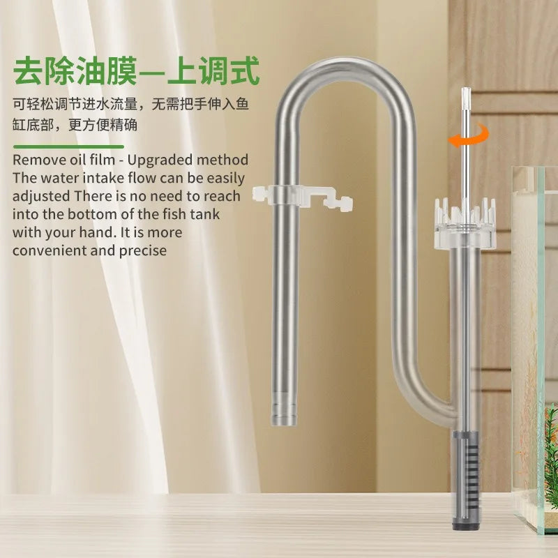 ZRDR Fish Tank Filter Tube Filter Aquarium External 304 Stainless Steel Inlet and Outlet Oil Removal Film Filter Accessories