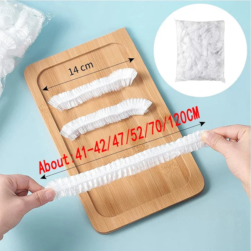 Disposable Food Cover Plastic Wrap Fruit Food Bowl Cover Bags Shower Cap Elastic Food Grade Storage Bag Kitchen Organizer ﻿