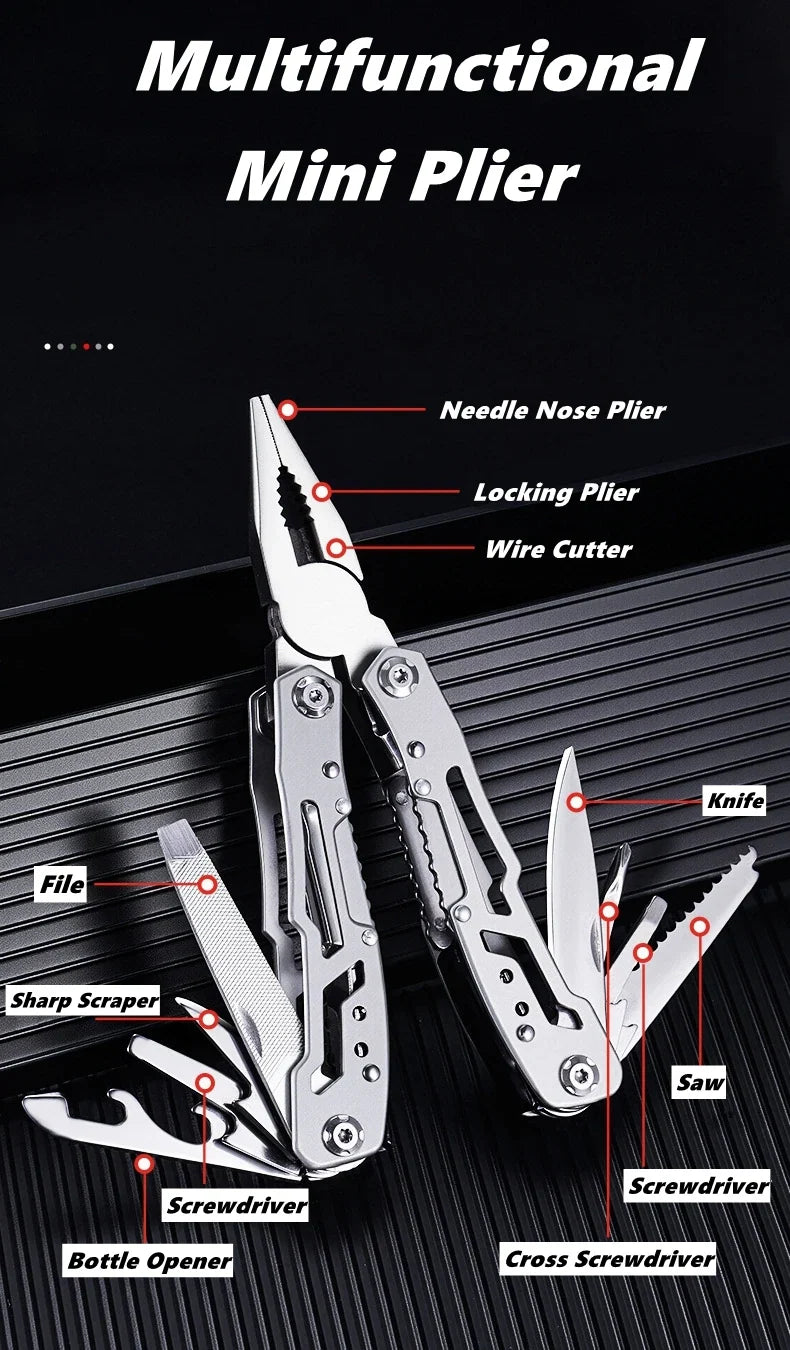Pocket Mini Pliers Knife Screwdriver Folding Small Multitool Opener Nail File Precision Pliers Hand Tools Outdoor Emergency Tool