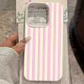 Simple Pink Vertical Striped Lichee Pattern Phone Case For IPhone 17E 17Air 16E 15 14 13 12 11 Pro Max 16 15 14 Plus Cover Case
