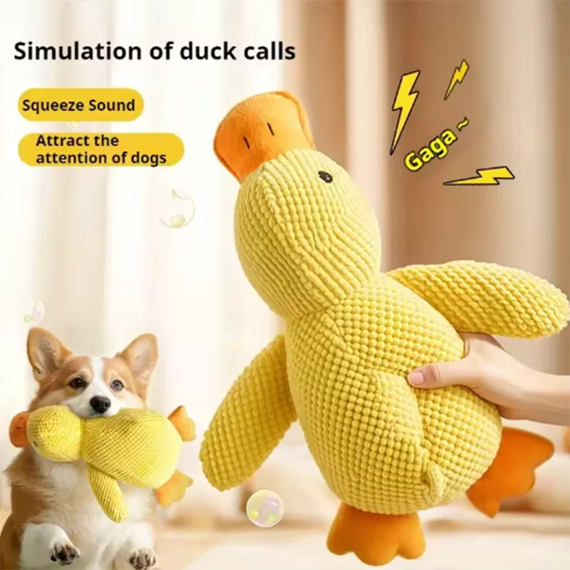 Hot Pet Plush Toy Dog Calming Duck Stuffed Duck Toys Chew Toy Durable Squeaky for Puppy Pet Teeth Cleaning Chew Toy Pet Supplie