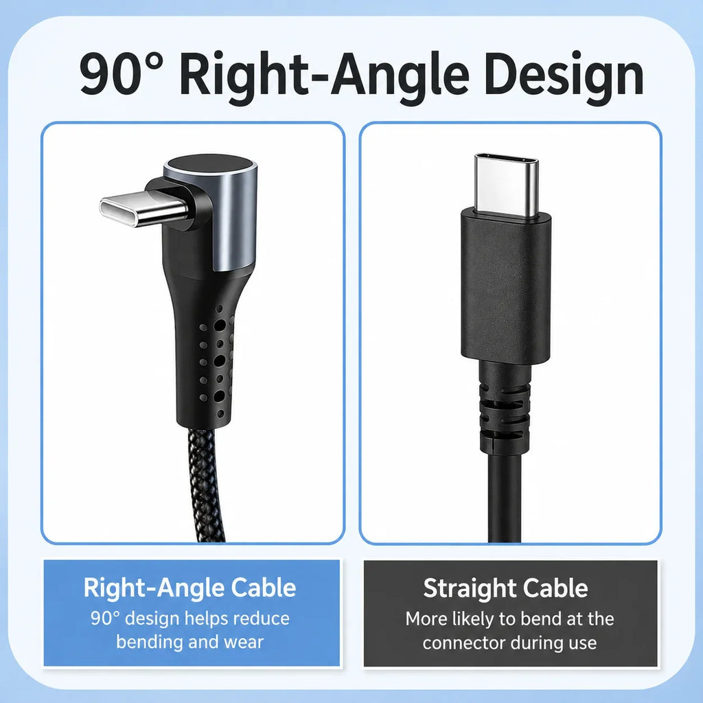66W 6A Right Angle USB C Cable, Short USB C to USB C / USB A to USB C Braided Fast Charging Power Bank Cord 25CM 50CM for Travel