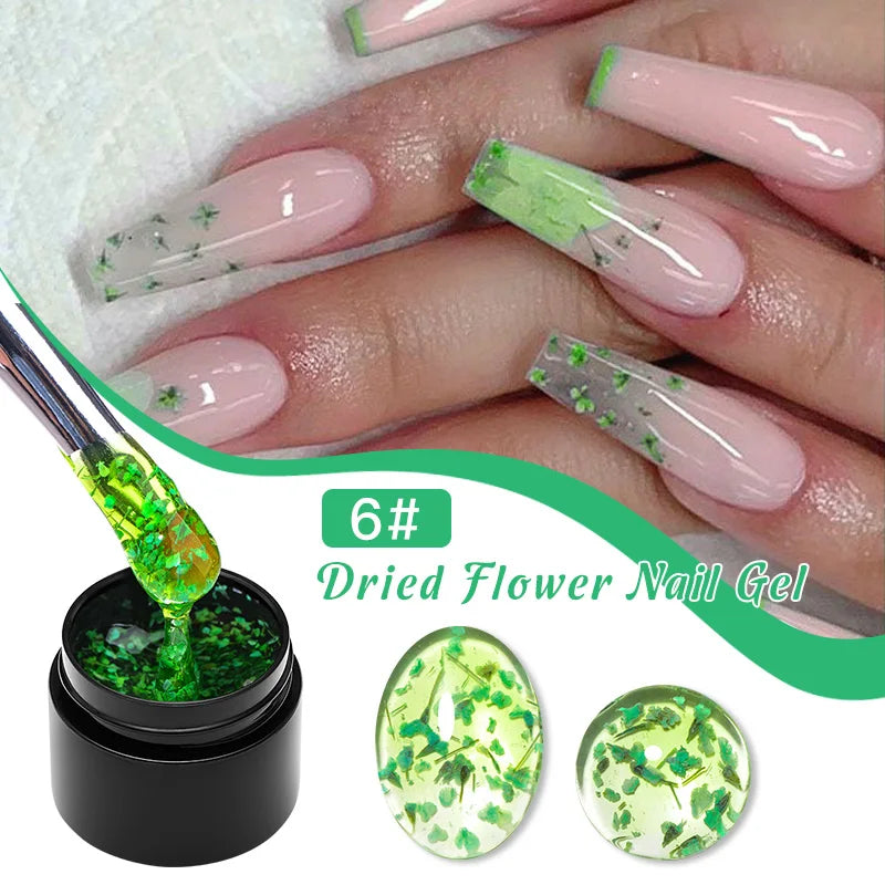 Dried Flower Gel Nail Polish Natural Flower Fairy Semi Permanent Soak Off UV LED Painting Varnish For Nails DIY Nail Supplies