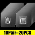 60-10pcs Double-Sided Self Adhesive Wall Hooks Strong Sticky Transparent Traceless Kitchen Bedroom Wall Hook Storage Holders
