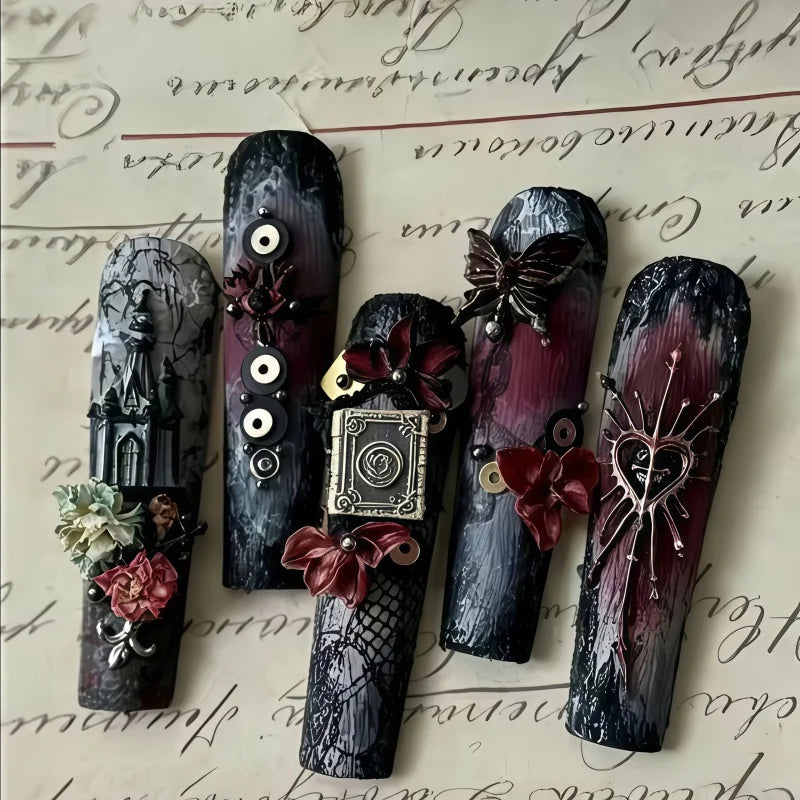 Magic Book House 3D Nail Silicone Mold, Gothic Vintage Spell Book DIY Nail Art Charms
