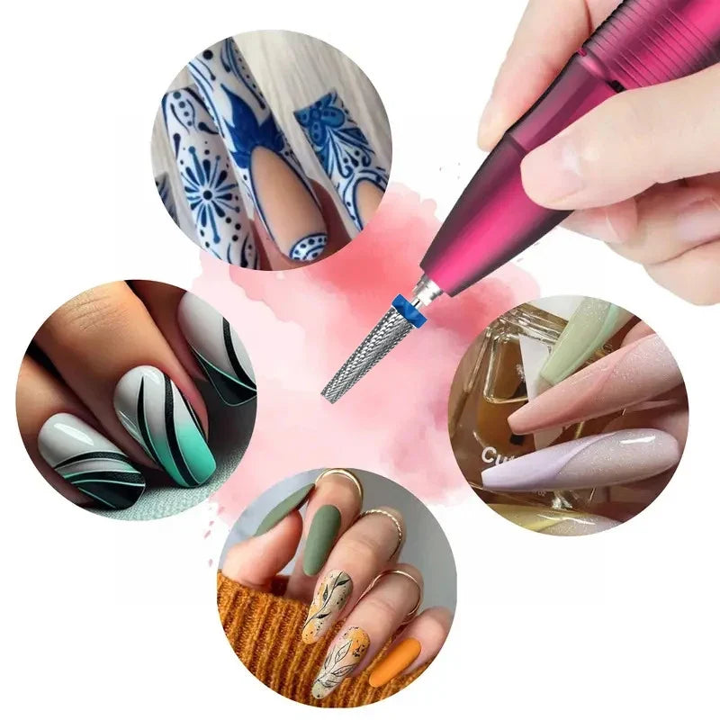 5 In 1 Extra Long Tungsten Carbide Nail Drill Bits Set, Safety Nail Salon Accessories, Efficient Removal Of Gel Polish Acrylic N