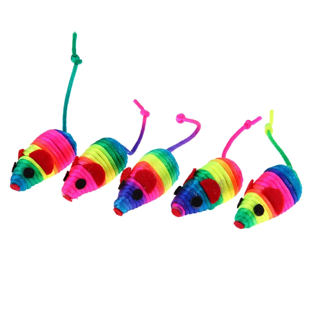 5pcs False Mouse Cat Toy Tear Resist Multicolor Mouse Cat Toys Reusable Mini Rope Mouse Toy for Pet Training Accessories Tool