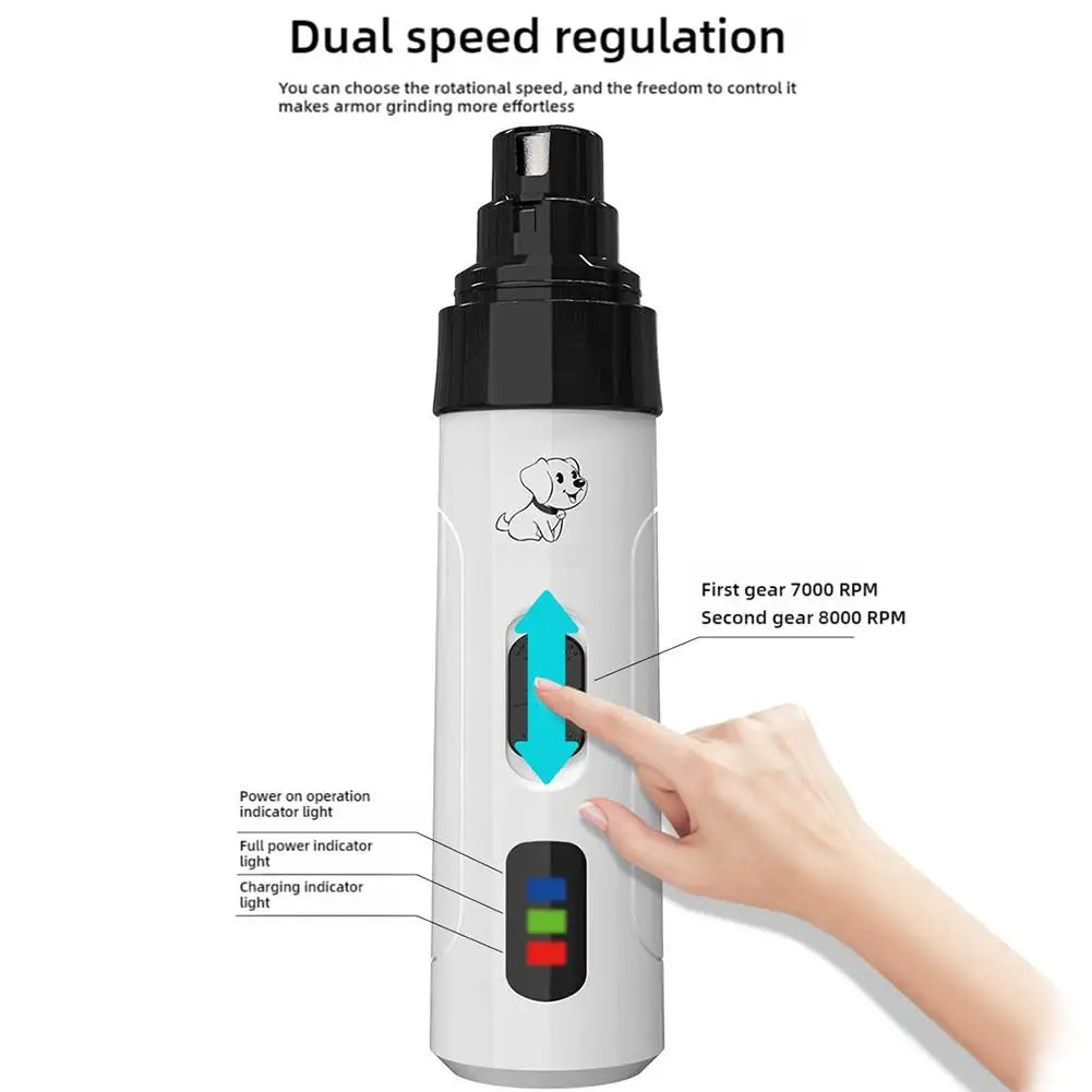 M1 Silent Pet Nail Grinder, 50DB Quiet,1.5H Charge for 8H Use, Interchangeable Heads, ABS Material, for Cats & Dogs of All Sizes