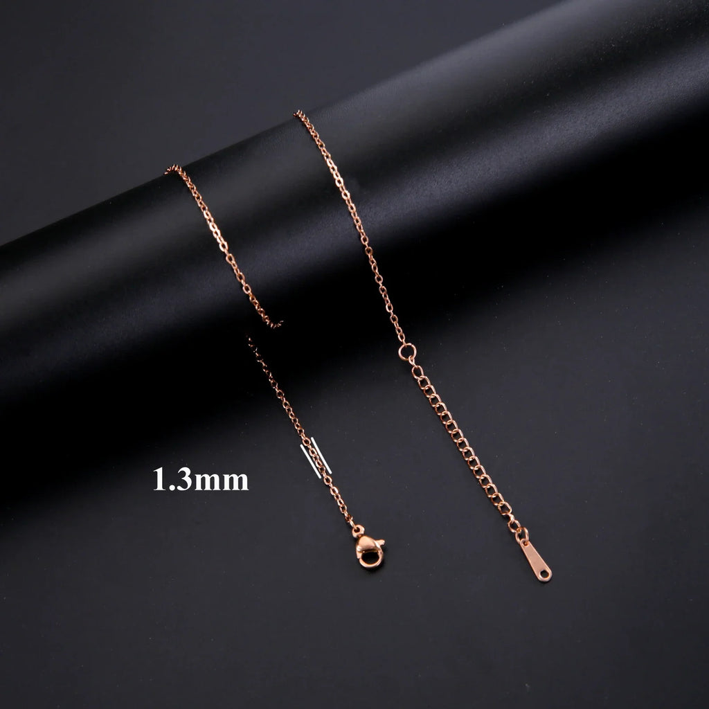 Lucktune Stainless Steel Width 1.3MM Chain O Shape Thin Chain Necklace Minimalist Necklace Chain Women Bohemian Jewelry Gift