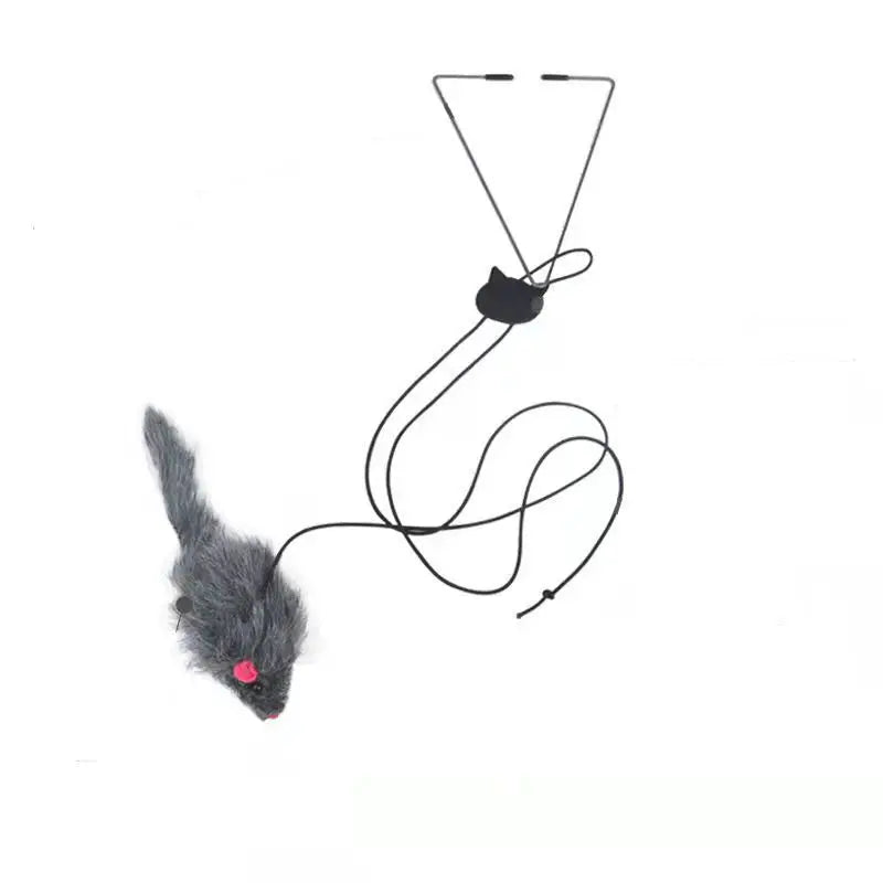 Interactive Cat Toy Hanging Clip Door Plush Mouse Self-playing Hanging Door Kitten Toy Elastic Clip Door Swing Hanging Cat Toy