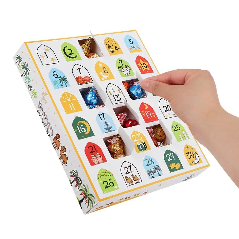 1-10Pcs Eid Countdown Advent Calendar Gift Box DIY Assembled Ramadan Mubarak 30Days Digital Storage Case Empty Surprise Gift Box
