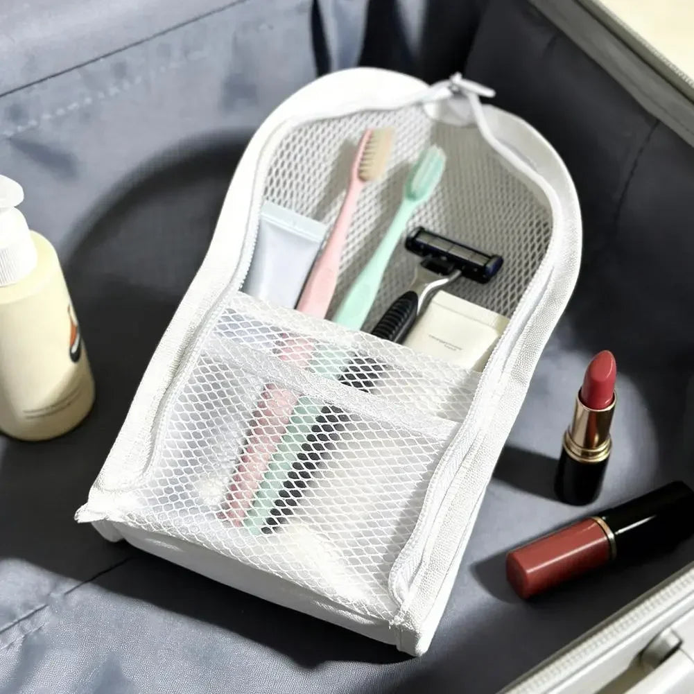 NEW Standing Mesh Toiletry Bag Women Portable Cosmetic Makeup Organizer Travel Waterproof Toothbrush Storage Case Beauty Pouch