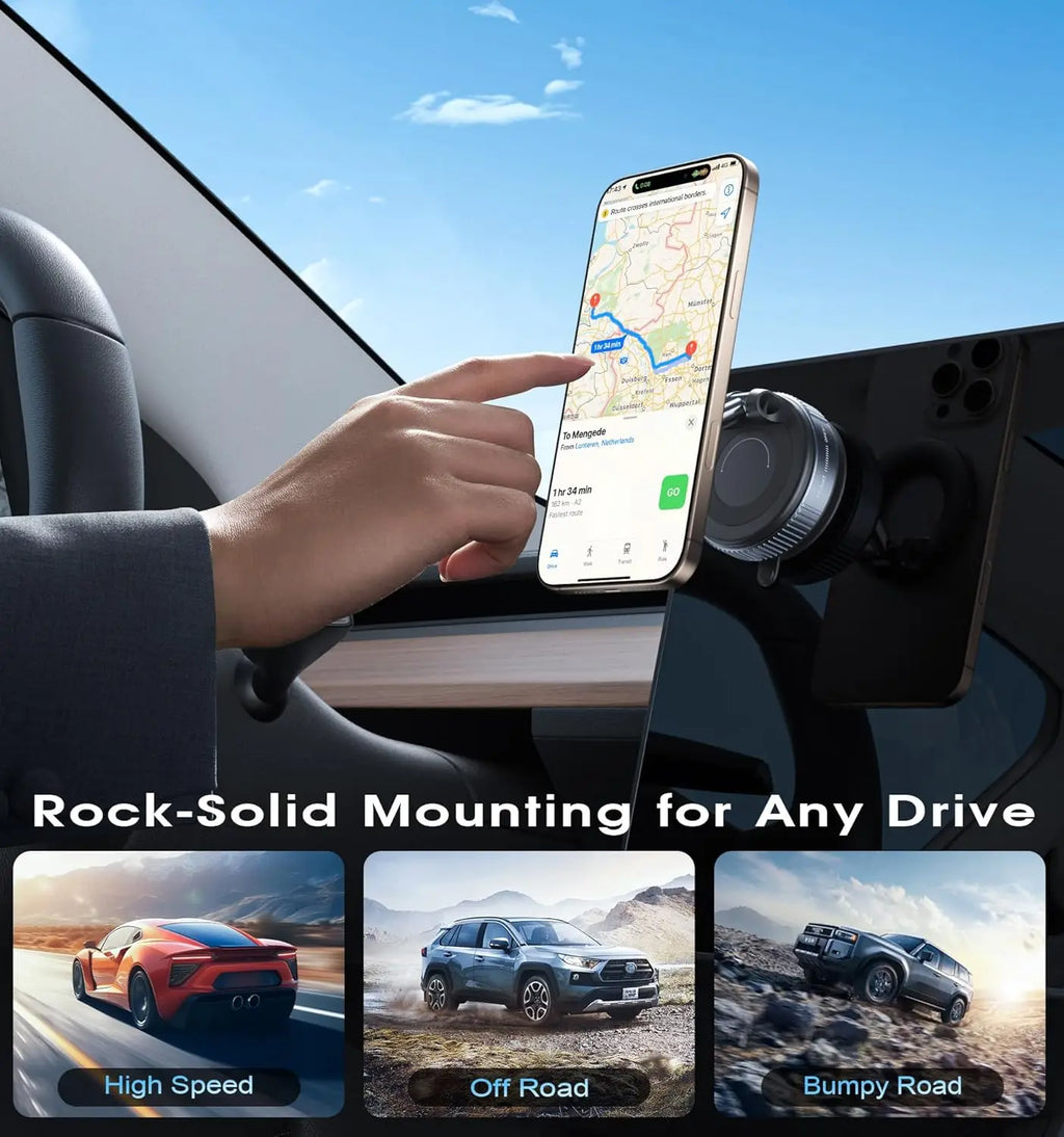 Universal Magnetic Car Phone Holder, Strong Suction Cup 360° Rotate Foldable Car Phone Mount Stand for Cellphone GPS Navigation