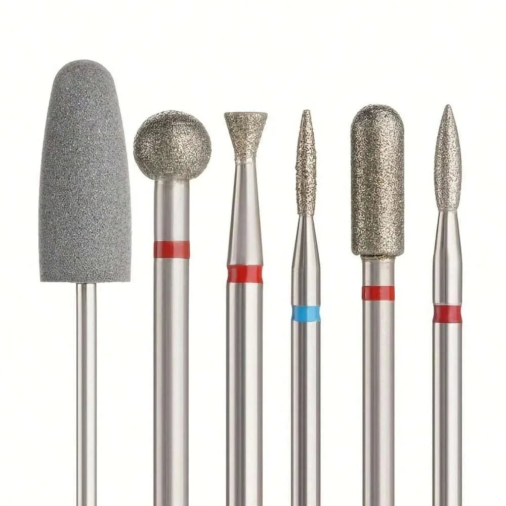 6PCS/7PCS Diamond Sand Nail Files Drill Cuticle Polishing Bit Nail Grinding Head Electric Manicure Set for Removing Acrylic