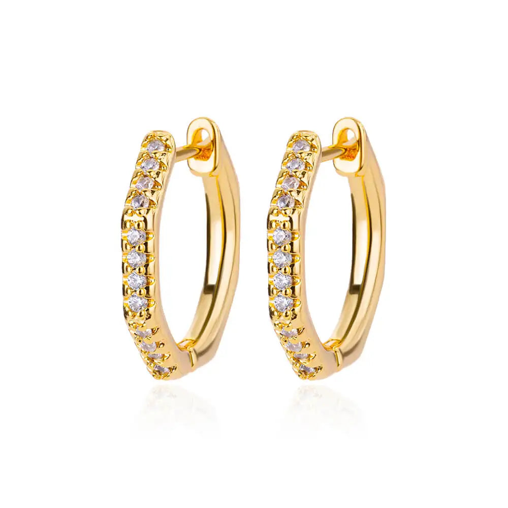 Shiny Zircon Circle Square Hoop Earrings for Women Gold Color Stainless Steel Earrings Luxury Christmas Jewelry Wedding aretes