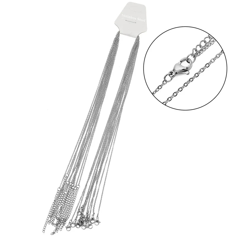 10pcs Stainless Steel Gold Color Cable Link Chains for DIY Women Necklace Jewelry Making Supplies Wholesale Chain In Bulk