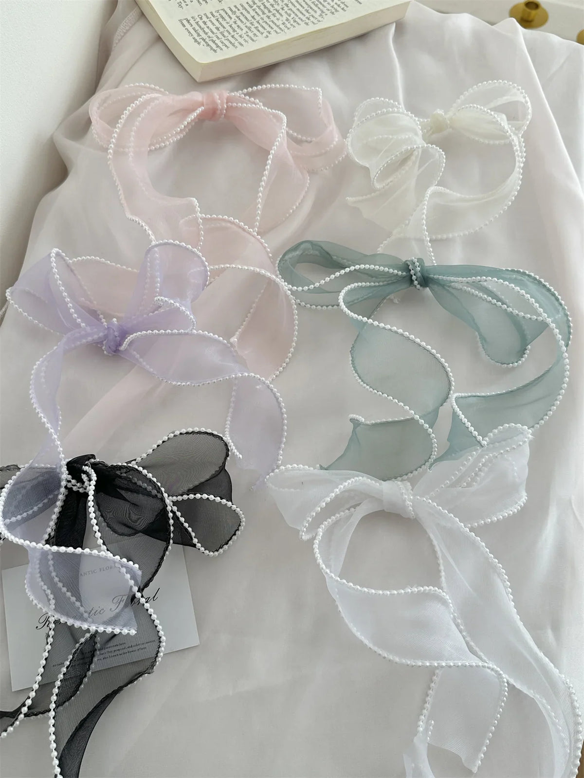 1PC Pearl-edged Fishtail Wavy Ribbon Cake Bouquet Decorative Ribbon Fairy Breath Fluttering
