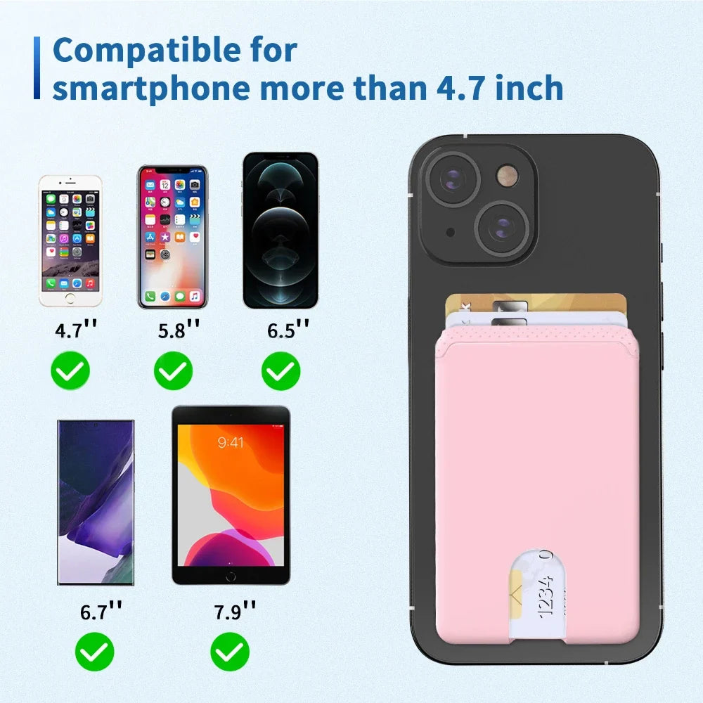 Mobile Phone Card Holder Stick on Anti Falling Credit Cardholder Easy Push 3M Adhesive Soft Silicone Phone Wallet Compatible