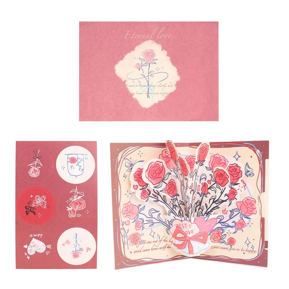 Romantic Theme Anniversary Card Pop-Up Mechanism 3D Heart Tree Couple Card Heart Tree Design 3D Love Tree Card Valentines Day