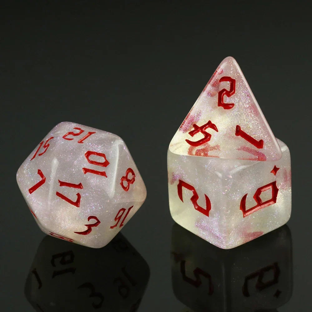 DND  Dice RPG Dice Amazing Colours Mixing Fantasy Starlight Effect Unique Retro Font Styles For Roll Playing Card Games
