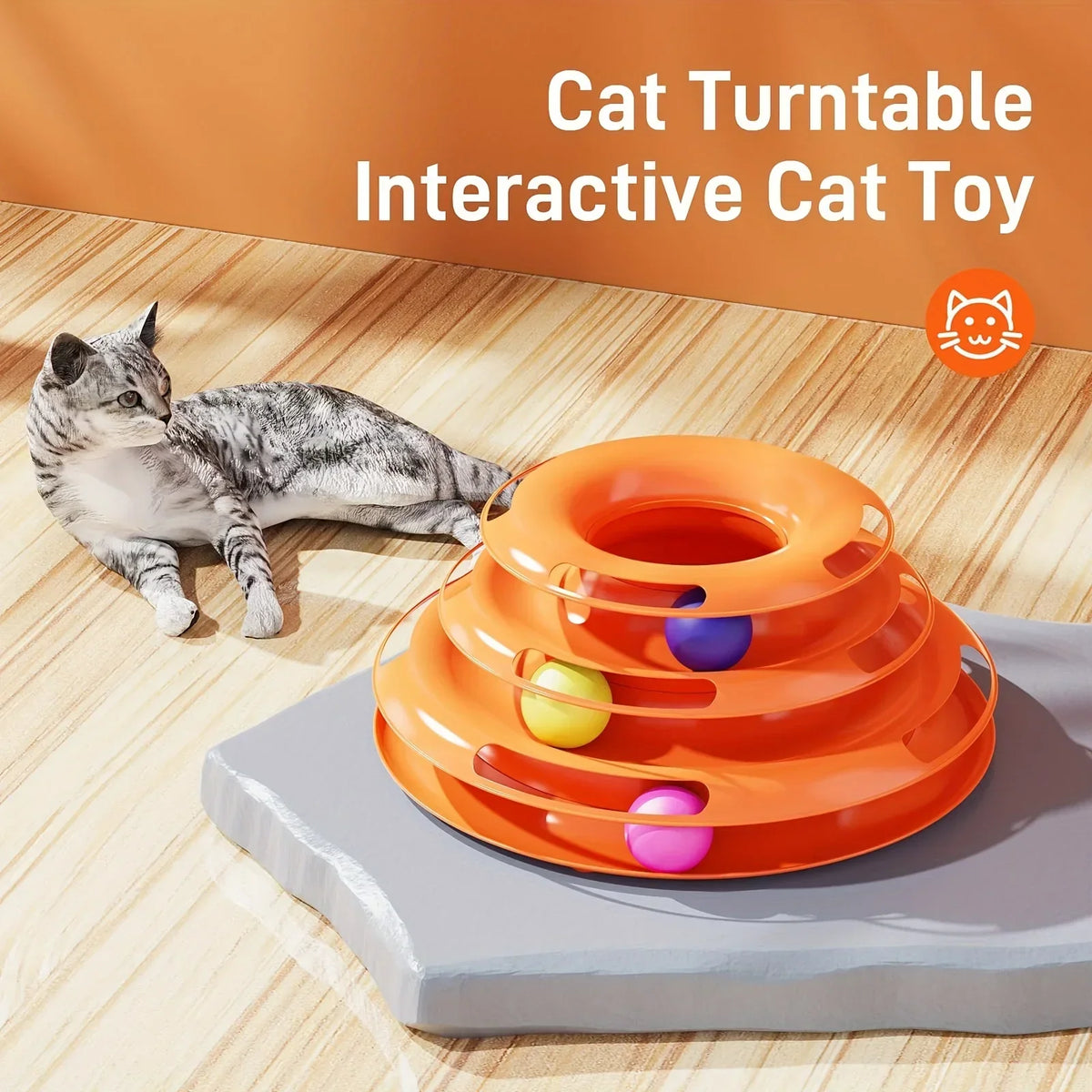 Cat Spinner, Cat Toys, Pet Supplies, Pet Toys, Cat-Entertaining Spinner, Three-Tier Cat Spinner Toy with Colorful Balls