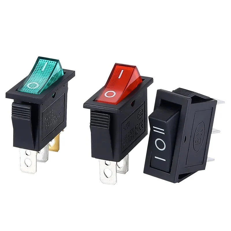 1PCS KCD3 Rocker Switch ON-OFF ON-OFF-ON 2 Position 3Pins Electrical equipment With Light Power Switch 16A 250V / 20A 125V AC